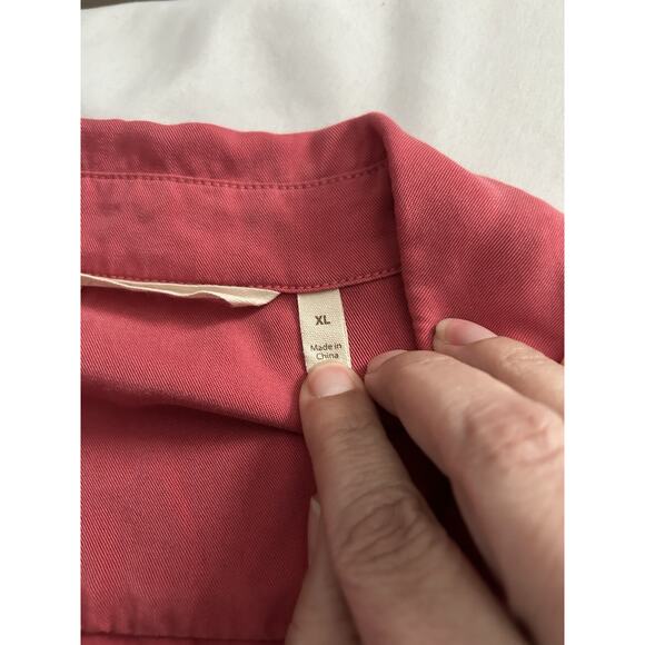 Soft Surroundings Asymmetric Button Roll Tab Blouse Womens Size XL Coral Boho - Picture 5 of 8